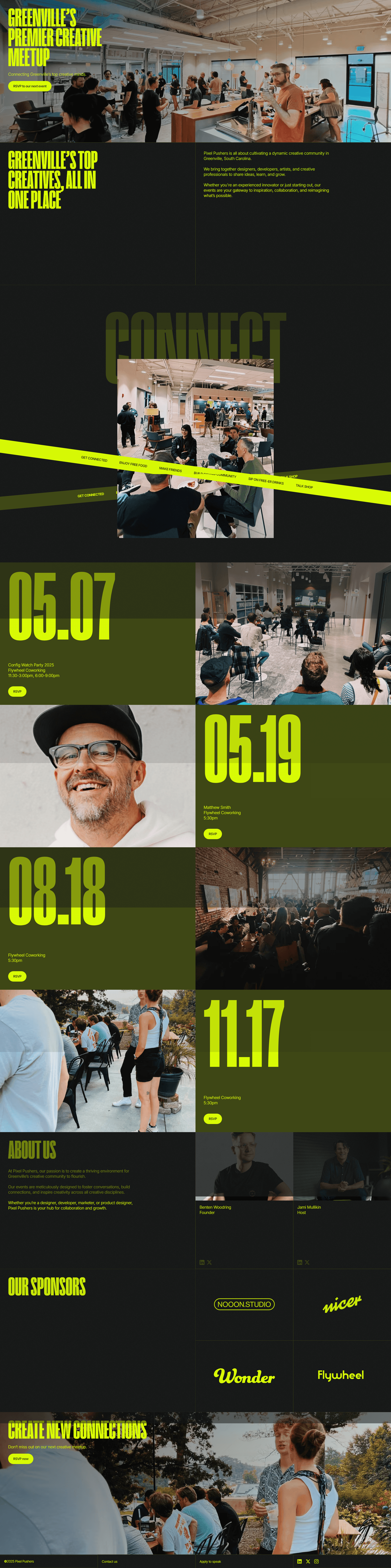 Pixel Pushers website desktop preview, scrollable