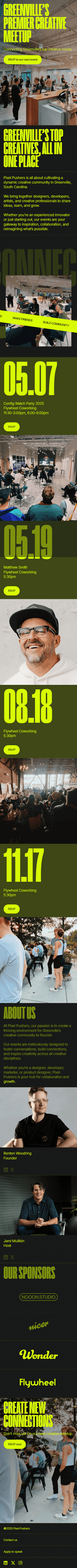 Pixel Pushers website mobile preview, scrollable